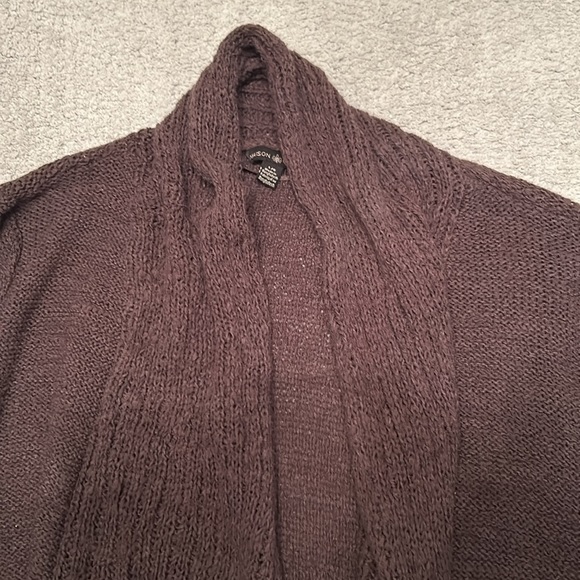 Long knit open front sweater. Dark brown. Size large - Picture 2 of 3